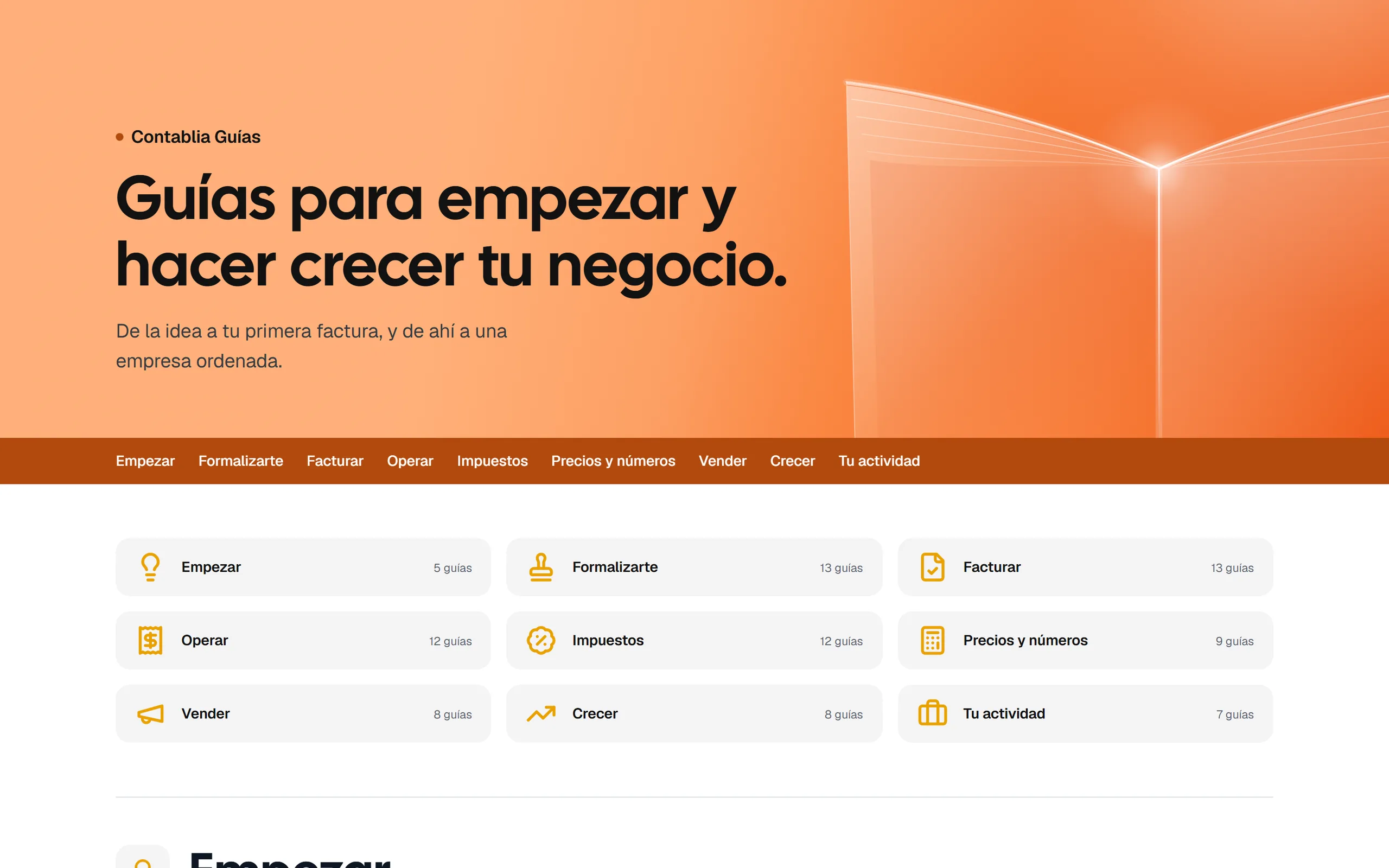 La portada de Contablia Guías, con los nueve temas